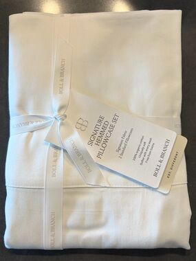 Boll & Branch White Signature Hemmed Pillowcase Set